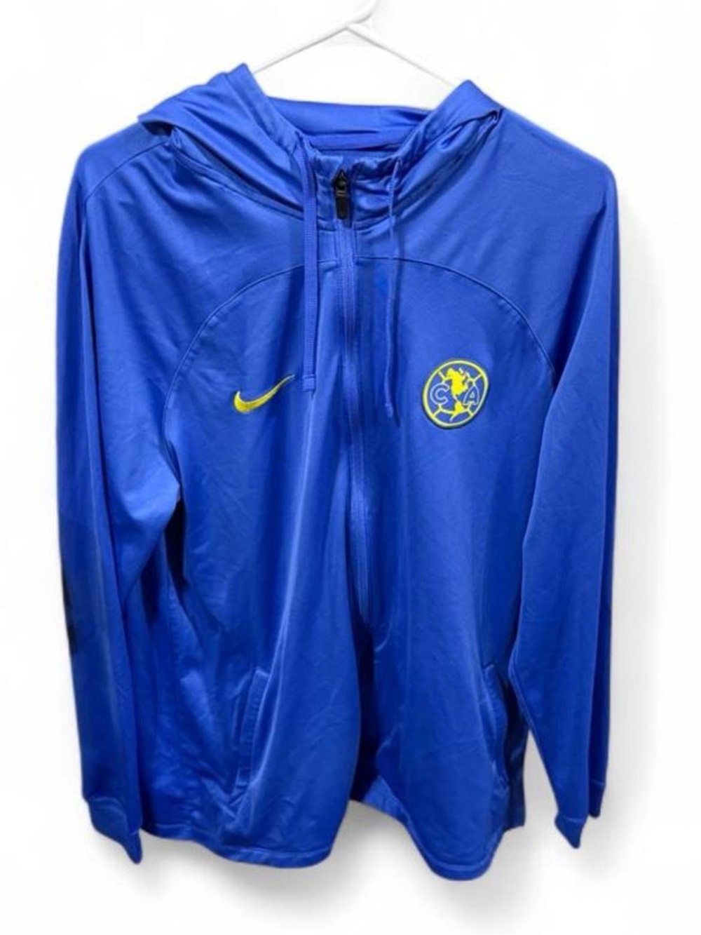 Nike Blue Lightweight Full‑Zip Hooded Jacket with Yellow Accents